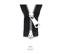 1pcs 70/90 cm 5# Metal Zipper Silver Double Slider Two-way Zip for Coat Pocket Garment Sewing Accessories, Black, 90cm