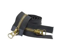 1Pcs 8# 12cm to 120cm Metal Zipper Closed-End and Open-End Double Sliders for Coat Jacket Sewing Repair,Black,Open End-90cm