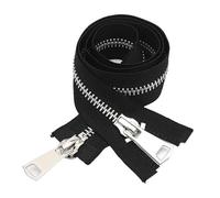 1PCS #8 30cm Two Way Separating Zippers(Open-end Zipper) for Jackets Sewing Coats Crafts,Silver Metal Teeth（Black Belt-30cm 1PCS）