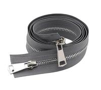 1PCS #8 65cm Two Way Separating Zippers(Open-end Zipper) for Jackets Sewing Coats Crafts,Silver Metal Teeth（Grey Belt-65cm 1PCS）