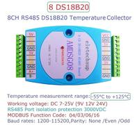 1PCS 8 DS18B20 temperature acquisition module / RS485 MODBUS RTU communication replace WP3066ADAM(4x DS18B20 Sensor)