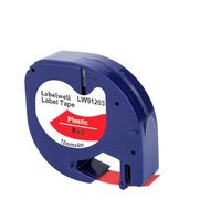 1Pcs 91201 Label Tape 12267 91200 91202 91203 91204 91205 Compatible with Label Printer Models LT-100H LT-100T Aftermarket Replacement(Black on Red)