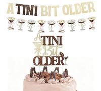 1PCS A Tini Bit Older Cake Topper and 1PCS Decorations Banner,Espresso Martini Theme Party Decoration Glitter Cupcake Decor for Bachelorette Tiny Bar Cocktail Birthday Party