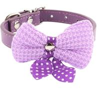 1Pcs Adjustable PU Leather Dog Collars sweetds with Bow,Premium Pet,Cute Personalized Bowtie for Small Dogs,Adorable Puppy Cat Bowknot Collar(Purple,32 * 1.5cm)