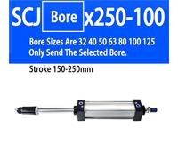 1pcs Adjustable Standard Pneumatic High Thrust Cylinder Bore SCJ32/40/50/63/80/125mmAir Cylinder Piston Stroke 25/50/75/100/200/300mm(Stroke 250-100mm,BORE 100mm)