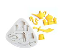 1PCS Aladdin lamp Castle teapot sword Silicone Mold for DIY Fondant Candy Making Chocolate Molds Lollipop Desserts Ice Cube Gum Clay Soap Biscuit Plaster Cupcake Topper Cake Decor Moulds