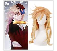 1pcs Anime Demon Slayer: Kimetsu no Yaiba Douma Cosplay Wig Long Blonde Heat Resistant Synthetic Hair Styled Wig + Wig Cap
