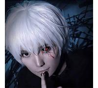 1PCS Anime/Movie Tokyo Ghoul Kaneki Ken Cosplay Wigs Halloween Party Stage Hair High Quality Silver White White