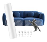 1Pcs Anti-Scratch Cat Deterrent Tape, Clear Furniture Protector, Wear and Scratch Resistant Cats Scratch Deterrent Sticky Paws Tape with 10 Pins for Sofa Door Carpet Couch (40 * 300cm)
