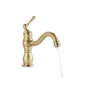 1PCS Antique Brass Basin Countertop Mount Single Handle Bathroom Crane Long Spout Wash Basin Hot and Cold Mixer Sink(Antique Brass Short)