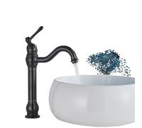 1PCS Antique Brass Basin Countertop Mount Single Handle Bathroom Crane Long Spout Wash Basin Hot and Cold Mixer Sink(Orb Tall)