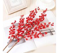 1pcs Artificial Berries, Simulation Flower Red Fruit Arrangement Long Stem Decoration, Lifelike Redberry with Stems Fake Fruit Redberries for Christmas Wedding DIY Bridal Bouquet (style3)