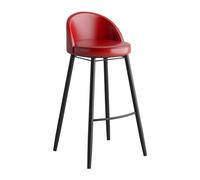 1PCS, Bar Chair for Kitchen Island, Counter Stools with Low Back, PU Leather Seat, Metal Legs, Black (Red Height 60cm)