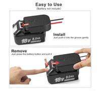 1PCS Battery Powered Wheel Adapter for 18V Lithium Batteries for - Includes 2X 30A Fuses, Black Plastic ABS+PC Connector for BL Series Tools