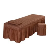 1pcs Bed Sheet Only Solid Beauty Salon Massage Table Mattress Skin-Friendly SPA Full Cover with Hole 5 Sizes for Spa Beauty Salon(Brown,180x60 bedskirt only)