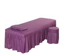 1pcs Bed Sheet Only Solid Beauty Salon Massage Table Mattress Skin-Friendly SPA Full Cover with Hole 5 Sizes(Purple,180x60 bedskirt only)
