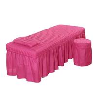 1pcs Bed Sheet Only Solid Beauty Salon Massage Table Mattress Skin-Friendly SPA Full Cover with Hole 5 Sizes(Rose red,180x70 bedskirt only)