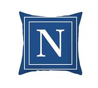 1Pcs Bedroom Cushion Covers 40x40cm, Blue White Cushion Covers English Alphabet"N" Polyester Cushion Covers for Living Room Sofa Bedroom