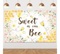 1Pcs Bee Baby Shower Decorations for Girl - Sweet as Can Bee Pattern Backdrop Honey Bee Baby Shower Gender Reveal Decorations