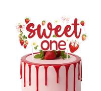 1PCS Berry 1st Birthday Cake Topper, Double Sided Printed Daisy Strawberry Theme First Birthday Cake Decor, Sweet Fruit Theme Baby Shower Party Cake Decoration Supplies