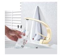 1PCS Black Bathroom Basin Mixing Single Hole Crane Hot and Cold Sink Countertop Mount Basin Sink Wash Basin(Brushed Gold C)