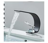 1PCS Black Bathroom Basin Mixing Single Hole Crane Hot and Cold Sink Countertop Mount Basin Sink Wash Basin(Black Chrome B)