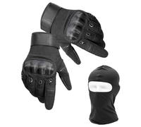 1pcs Black Gloves, 1pcs Black Face Mask, Full Finger Gloves, Outdoor Safety Sports Gloves, Three Finger Touchscreen Gloves For Motorcycle Riding, Outdoor Workout