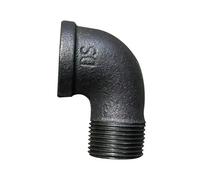 1pcs Black malleable cast Iron Pipe Fittings 1/2"-2" Short Bend 90 Male/Female BSP Elbow for Retro Decoration(1/2 inch)