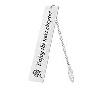 1Pcs Bookmark Engraved Enjoy The Next Chapter Retirement Gifts for Women Silver Bookmark Colleague Leaving Gifts Metal Bookmarks Leaving Gifts for Colleagues Women