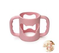 1PCS Bottle Handles, Silicone Bottle Holder with Non-Slip Easy Grip, Ergonomic Bottle Handle, Dishwasher Safe, for Infants 6+ Months, Feeding Bottle Grip-Pink