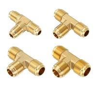 1pcs Brass Air Conditioner Tee T Male 1/4 3/8 1/2 3/4 Flare Sae 45 degree Fitting 3 Way Hvac Lng Natural Gas Propane Rv(1I4 SAE)