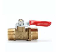 1pcs Brass Ball Valve 1/8" 1/4" 3/8" 1/2" Male To Male BSP Thread With Red Lever Handle Connector Joint Pipe Fitting Coupler Adapter(1/4")