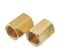 1PCS Brass Pipe Fitting Copper Hose Hex Coupling Coupler Fast Connetor Female Thread 1/8" 1/4" 3/8" 1/2" 3/4" for Water Fuel Gas(1/4"-3/8")