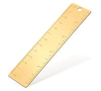 1Pcs Brass Ruler 120mm 4 Inches, Gold Mini Small Short Metal Straight Ruler With Hang Up Hole, Dual Scale Metric and Imperial Measurement Too Machinist Bookmark Rulers for Drawing Engineering Office