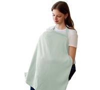 1Pcs Breastfeeding Cover, Adjustable Strap and Soft Muslin Nursing Cover for Baby Breastfeeding, Breast Feeding Coverall for Mother Nursing Apron, Multi-use Carseat Canopy (Pale Green)