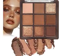 1PCS Brown Eyeshadow Palette, 9-Color Matte & Shimmer Neutral Shades with Nude Gold, Highly Pigmented Multipurpose Cream Eyeshadow for Bronzer & Contour