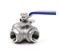 1PCS BSP SS304 Stainless Steel Three-Way Ball Valve L Type T Type 1/4" 3/8" 1/2" 3/4" 1" 1-1/2" 2" DN8 DN15 DN25 Female Thread(L Type,1.5 Inch)