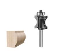 1pcs Bullnose Router Bit, 6mm 1/4 Inch Shank Half Round Bearing Woodworking Milling Cutter Tool(6X26mm)