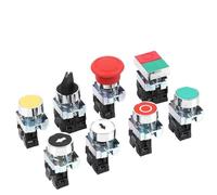 1pcs Button Switch XB2 Series 22mm Self Reset Mushroom Head Emergency Stop Press Rotary Knob Key Start Power Control(Knob-2P-Lock)