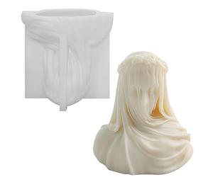 1Pcs, Candle Mold, Soap Making Moulds, Veiled Girl, 3D Pillar Bubble Silicone Candle Moulds, Candle Moulds Silicone, Epoxy Resin Molds, for Handmade Present, Craft DIY, Party Decoration, Candle Making
