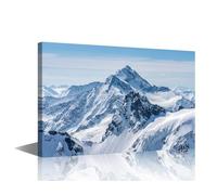 1pcs Canvas Wall Art Alps and Blue Sky Around Titlis Mountain Nature Landscape Switzerland Snow View Panoramic Picture Minimalism Painting Artwork for Living Room Bedroom Home Decor (16"Wx24"H)