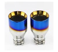 1PCS Car Accessories Universal Exhaust Tail Pipes Muffler Tip Tail End Stainless Steel Straight Flange Blue For Bmw E46 Fuel Gas Pump(63mm out 89mm)