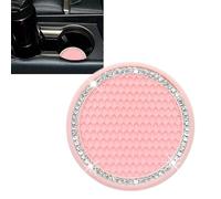 1PCS Car Cup Coasters, Non-Slip Universal Cute Car Coasters for Cup Holder, Car Cup Holder Insert 2.75 Inches Bling Rhinestone Pink Car Essentials Accessories for Women and Men