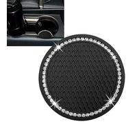 1PCS Car Cup Coasters, Non-Slip Universal Cute Car Coasters for Cup Holder, Car Cup Holder Insert 2.75 Inches Bling Rhinestone Black Car Essentials Accessories for Women and Men