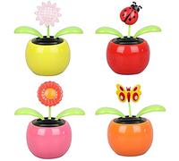 1pcs Car Decoration Solar Powered Dancing Ladybug in Colorful Pots Solar Dancing Sunflower Toy Swinging Flip Flap Animated Dancer Solar DecorationHome, Car, OfficeDeft Processed