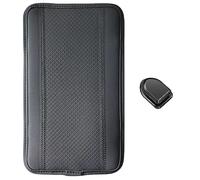 1PCS Car Leather Armrest Pad with 3PCS Car Hooks, Car Seat Accessories, Armrest Center Console Kit, Comfortable Leather Armrest Pad for Car, Motorcycle (Black)