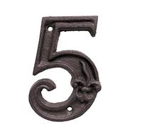 1pcs Cast Iron House Number, For Door Home Address Numbers Retro Digital Door Outdoor Sign Plates Gate Mailbox House Numbers 1-9(5)