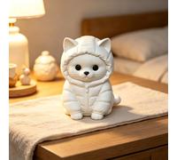 1PCS Cat,Statue Wearing, Down Jacket, Healing Style Desktop Ornament, Table | Cute Animal Sculpture, Cozy Winter Figurine, Living Room Bookshelf Desktop Decoration Accessory, Aesthetic Tabletop Art