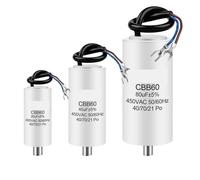 1Pcs CBB60 Motor Run Capacitor 450V 4UF 5UF 6UF 8UF 10UF 12UF 14UF 16UF 20UF 100UF Start Water Pump Washer Air Pump with Screws(450V10UF 35x66mm)