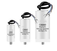 (1PCS) CBB60 Motor Run Capacitor 450V 4UF 5UF 6UF 8UF 10UF 12UF 14UF 16UF 20UF 100UF Start Water Pump Washer Air Pump with Screws(450V12UF)